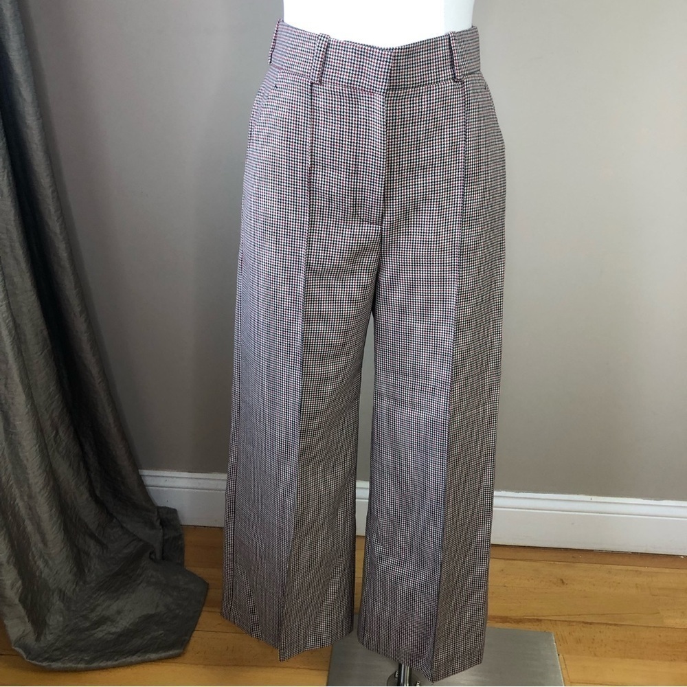 Racil Virgin Wool houndstooth wide leg cropped trouser pants 26" waist